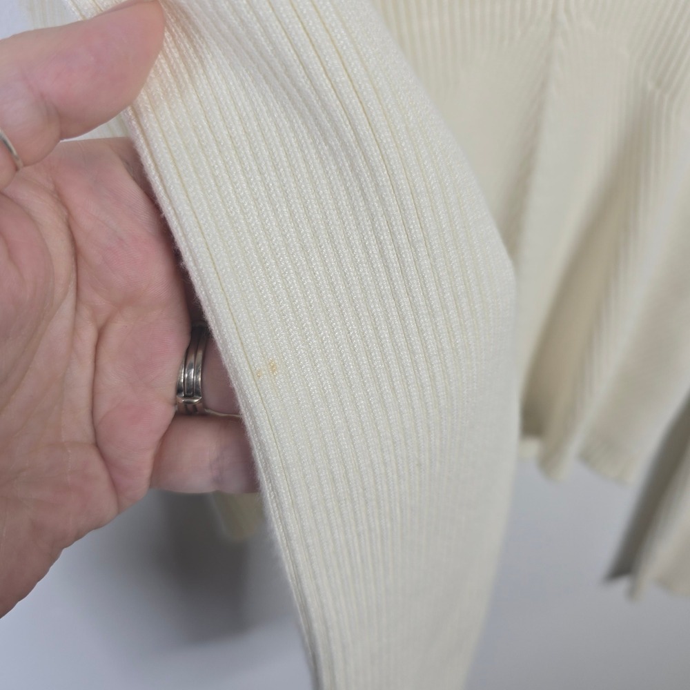 Abercrombie & Fitch Cream Ribbed Knit Long Sleeve‎ Top Ladies Size L - Picture 3 of 7